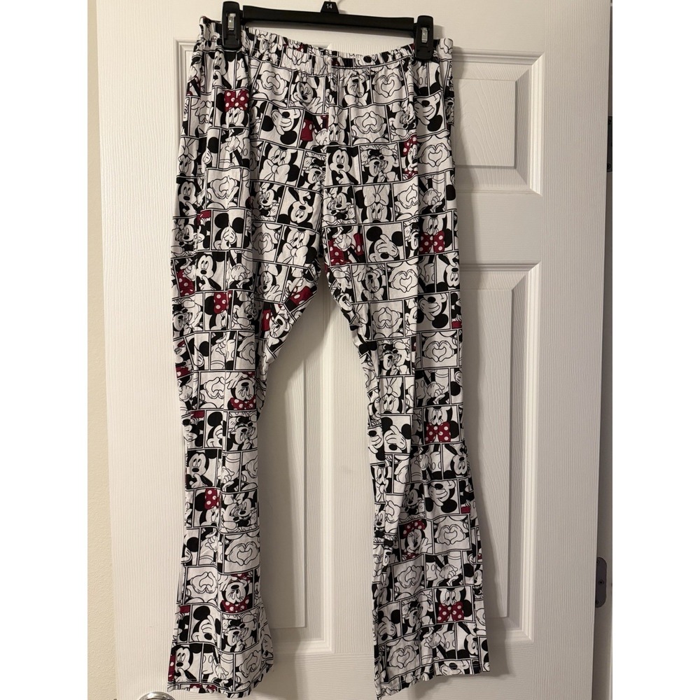 Disney Mickey & Mouse faces knit lounge pants elastic Waist - Picture 2 of 7